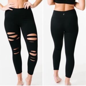 Zyia ⚡️Black Slash luxe leggings Hi Rise 7/8 24” Inseam Sz 6-8